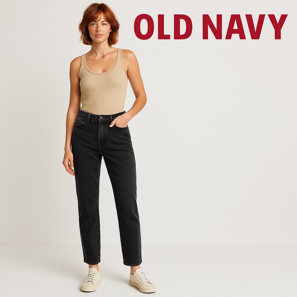 OLD NAVY Skinny jeans black wash mid rise 
Size 2 reg